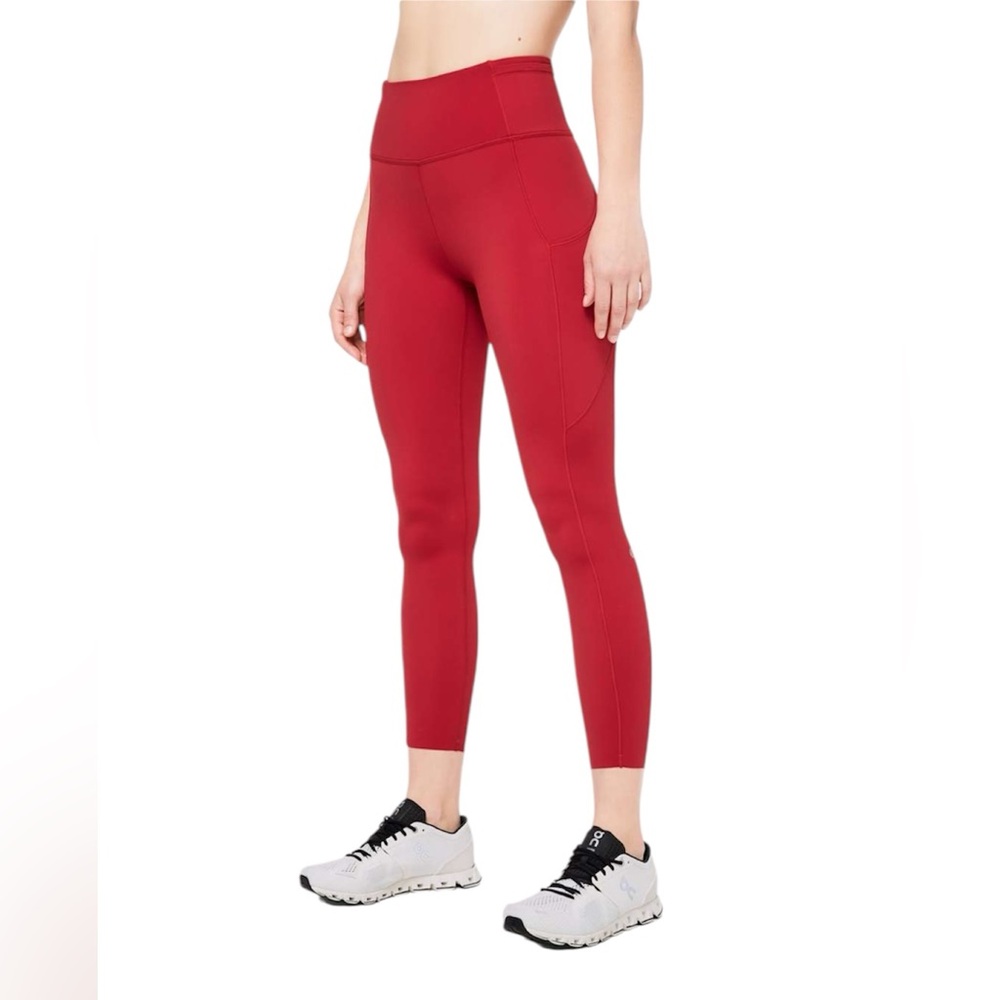 Lululemon Fast & Free 7/8 Tight II Non Reflective Nulux 25” Dark Red